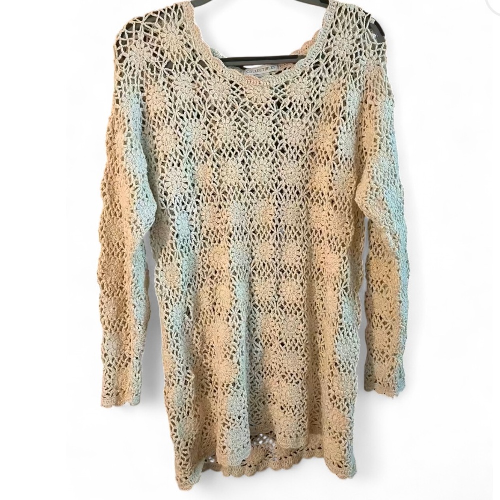 Vintage Cream Crochet Knit Dress